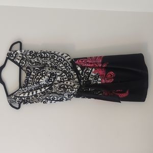 WHBM Elastic Waist Cold Shoulder Tie Sleeve Dress